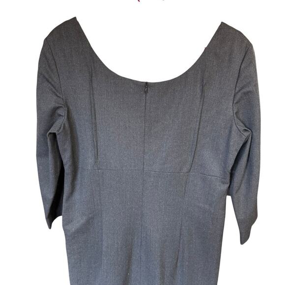 Lauren Ralph Lauren Wool Dress Sz 14 Gray Sheath Stretch L/S Minimalism Preppy - Picture 4 of 8